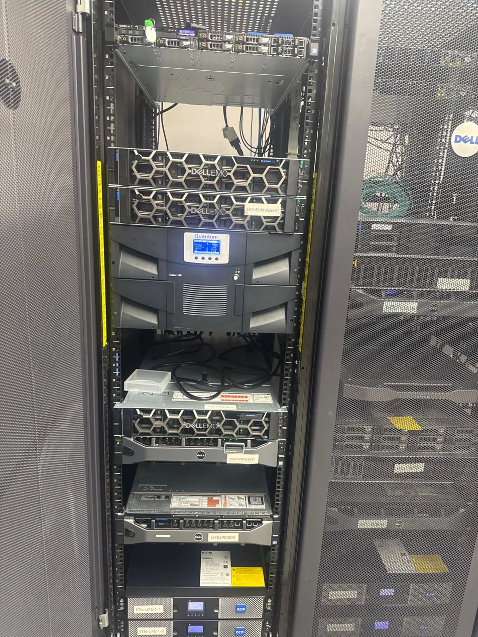 Server rack with live status indicators